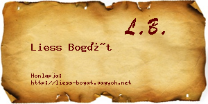 Liess Bogát névjegykártya
